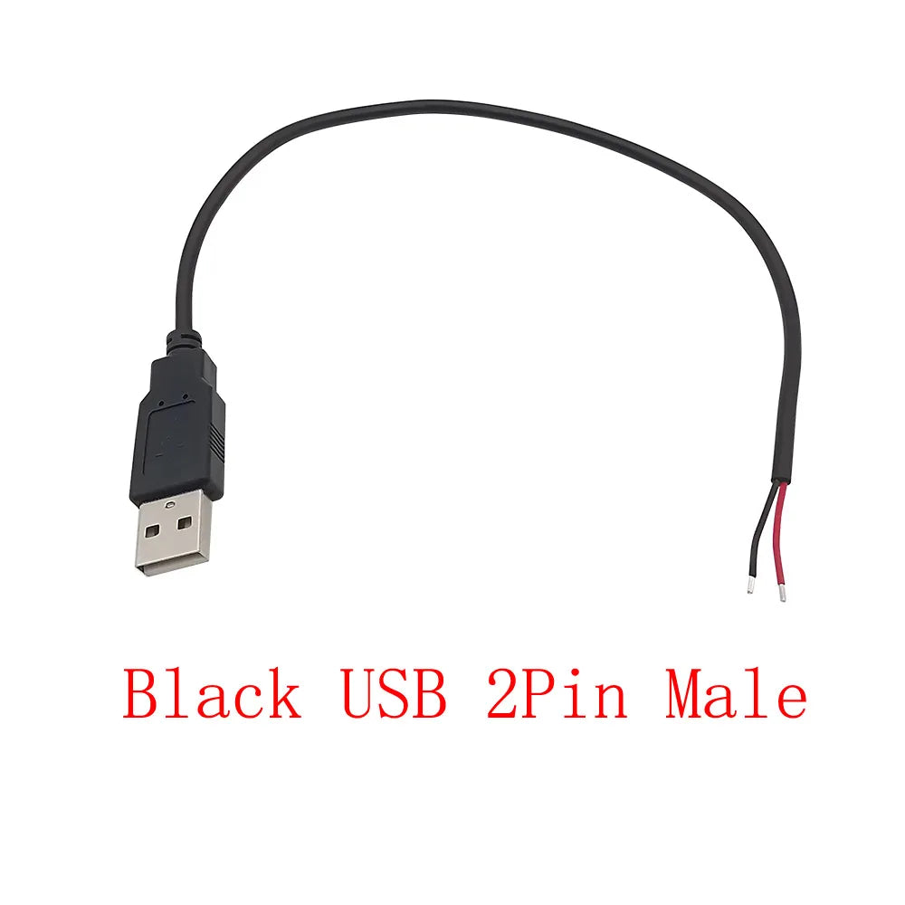 5V USB 2.0 A Male/Female Plug Power Supply Cable 2/4Pin Pigtail Wire Jack Charger Charging Cord Extension Connector DIY 0.3/1/2M