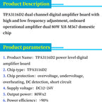 Liludin DC 12V 24V 80W X 2 Dual Channel Digital Audio TPA3116D2 Treble Bass Regulating Preset Pre Amplifier Board Module XH-M567