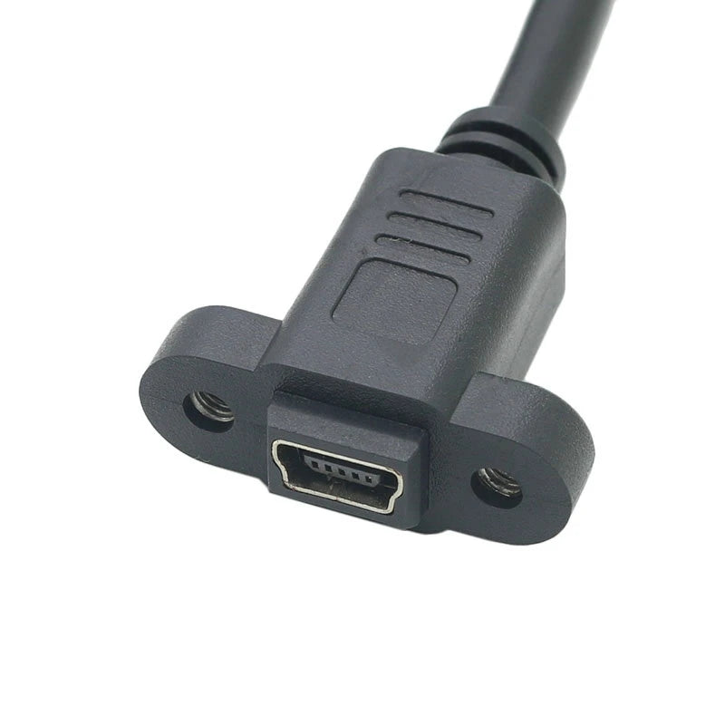 Micro Type USB USB 2.0 Male Connector to Type-c Mini USB 5pin Female Extension Cable Pitch 17mm With Screws Panel Mount Hole