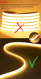 220V COB LED Strip Light High Bright Switch/Dimmable US 110v EU Plug Neon Tape Kitchen Cabinet  lighting Waterproof garden