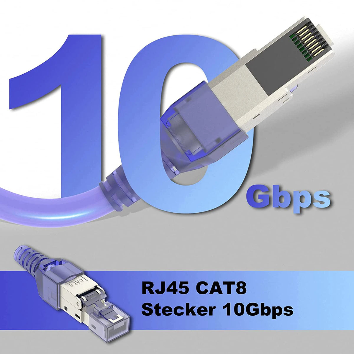 ZoeRax RJ45 CAT8 Cat7 CAT6A Connector Tool-Free, Toolless RJ45 Termination Plug Reusable Shielded for Ethernet Cables 10Gbps POE