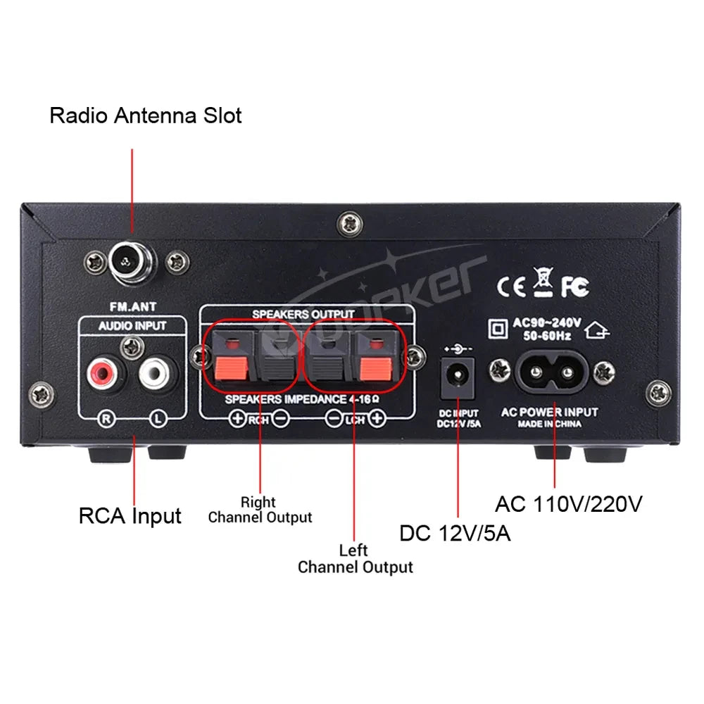 Woopker AK35/AK45 Pro/AK55 Digital Amplifier Bluetooth Sound Amplifier 2 Channel HIFi FM USB Audio Amp For Home Car Karaoke