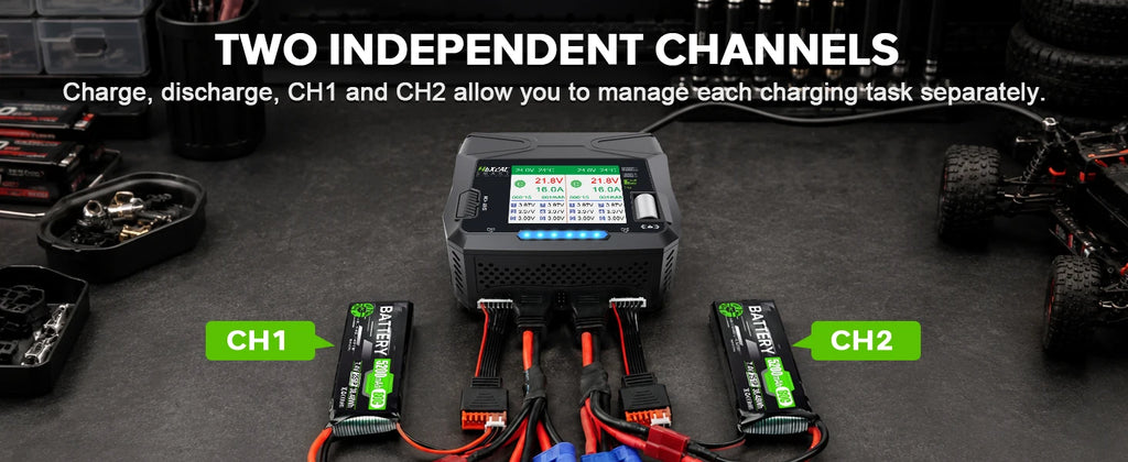 HTRC 400W/240W RC Charger  Dual Channel AC DC Charger Discharger for LiPo LiHV LiFe Lilon NiCd NiMh Pb Battery Balance Charger