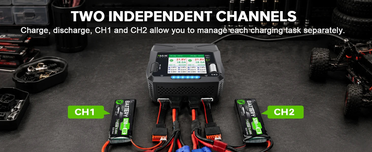 HTRC 400W/240W RC Charger  Dual Channel AC DC Charger Discharger for LiPo LiHV LiFe Lilon NiCd NiMh Pb Battery Balance Charger