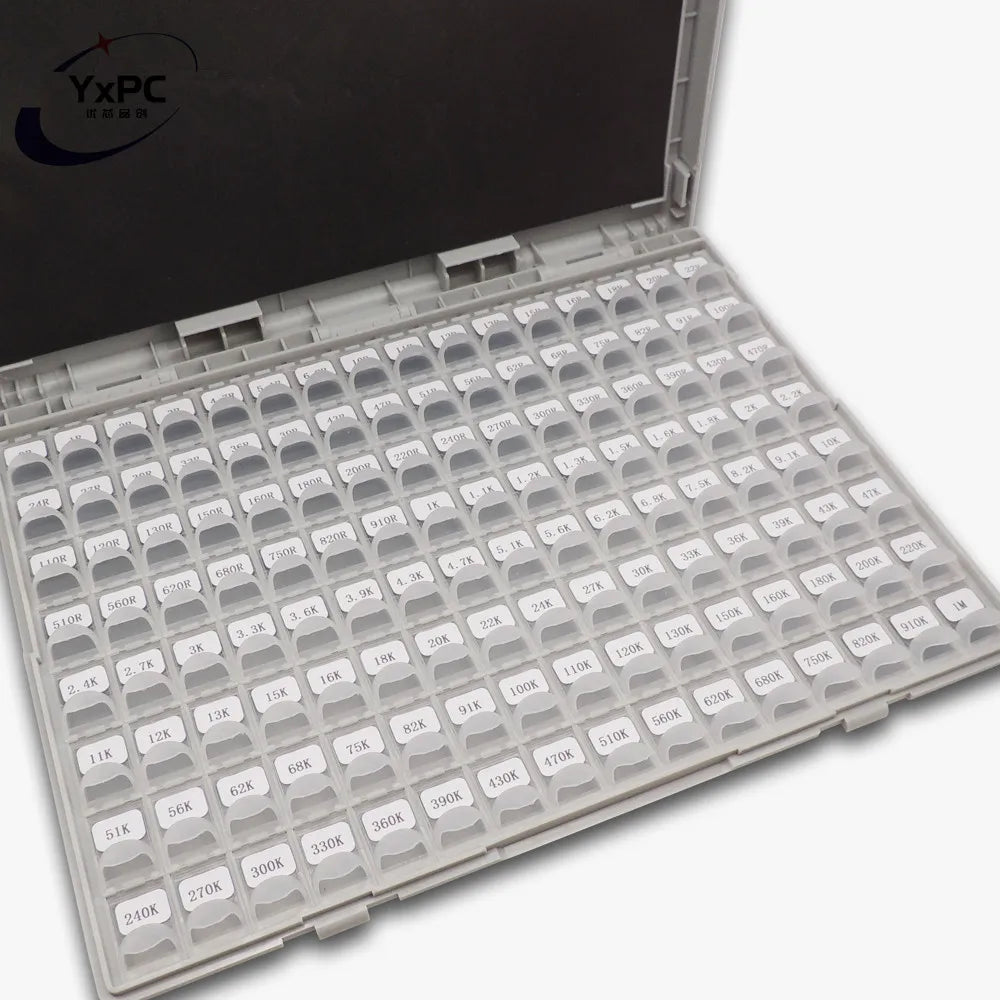 SMD Resistor Box 1% 1206 0805 0603 0402 0201 SMT Chip Resistor Assortment Kit component 128 Values 0R-1M sample boxes