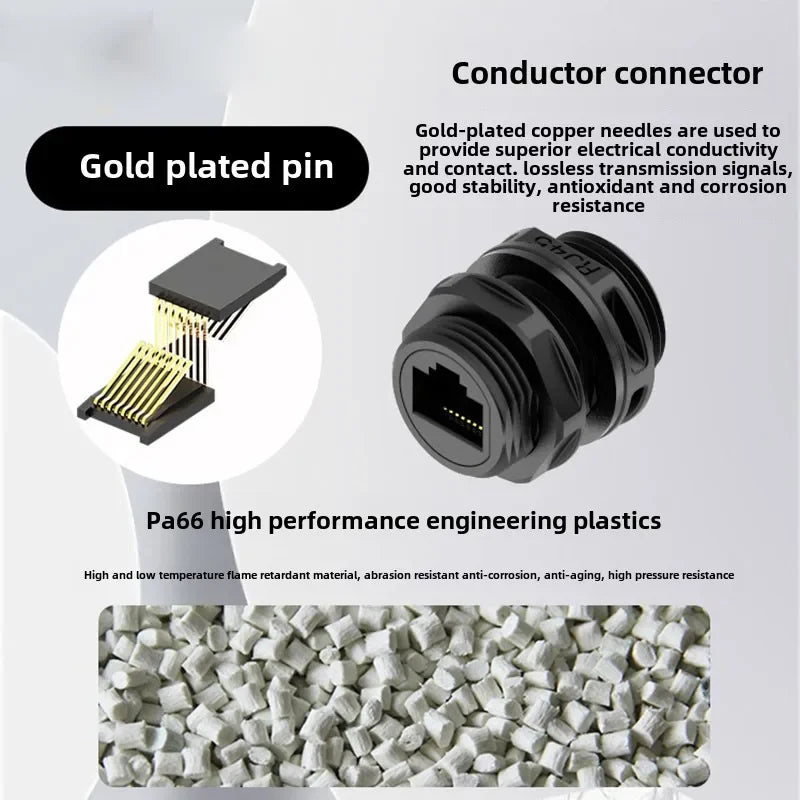Welded RJ45 Waterproof Network Connector IP67 Gigabit CAT6 RJ45 Aviation Plug Panel Socket M21 RJ45 Ethernet Connector Cable