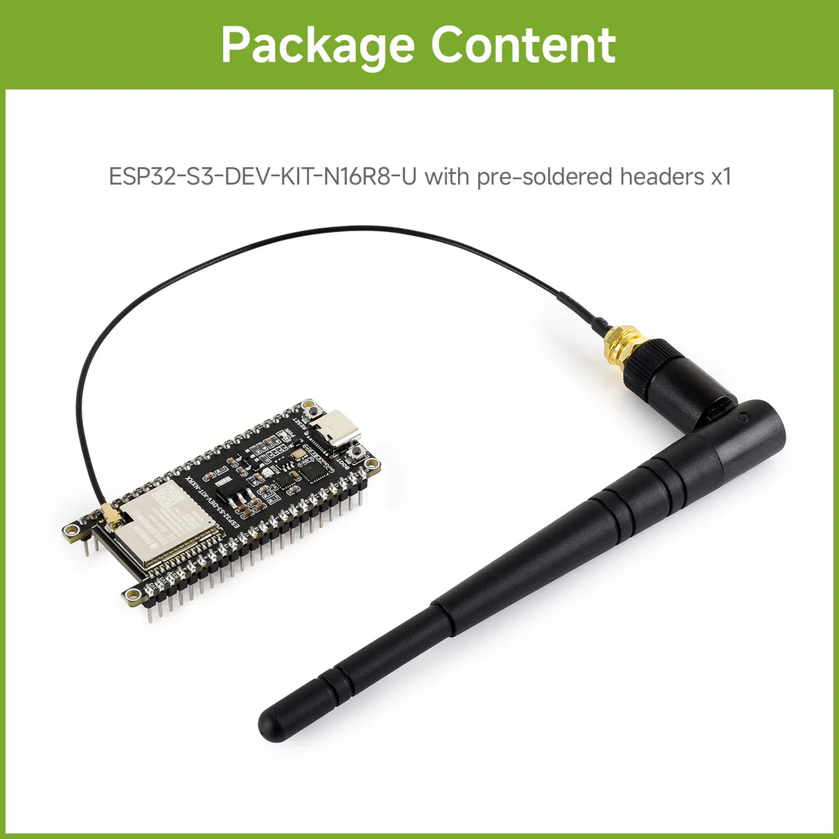 Waveshare ESP32-S3 Microcontroller, 2.4GHz Wi-Fi Development Board, 240MHz Dual Core Processor, ESP32-S3-WROOM-1-N8R8 Module