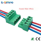 10pcs/sets Female Male Plug Aerial Butt Welding 2EDGRK 15EDGRK-5.08mm 2P-24P Plug-in Solder-free Wire Terminal Block Connector