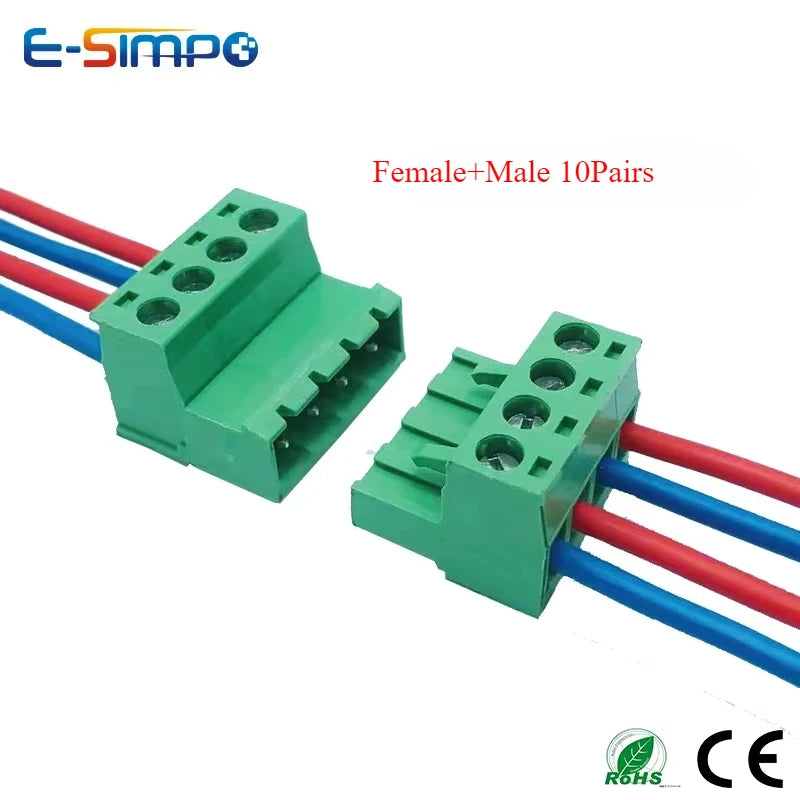 10pcs/sets Female Male Plug Aerial Butt Welding 2EDGRK 15EDGRK-5.08mm 2P-24P Plug-in Solder-free Wire Terminal Block Connector