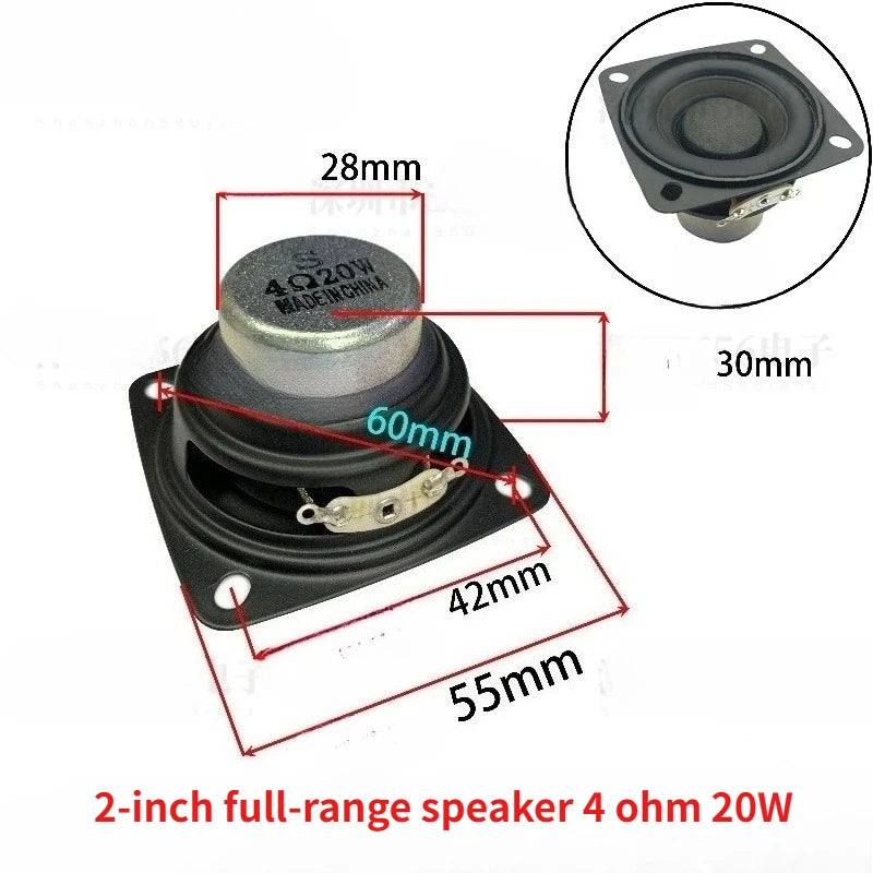 SOTAMIA 2Pcs 2 Inch Square Audio Full Range HiFi Speaker 4 Ohm 8 Ohm 20W 15W 10W 4R 8R DIY Soundbar Bluetooth Speaker