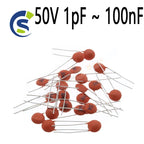 100pcs Ceramic capacitor 104 4.7PF 10PF 22PF 33PF 47PF 100PF 101 220PF 221 330PF 331 470PF 471 1NF 103 47NF 473 50V 1pF ~ 100nF