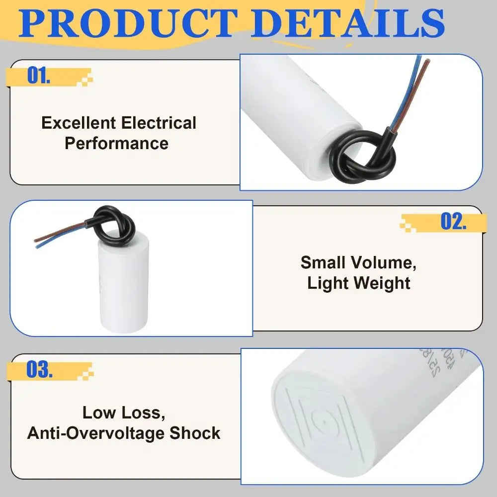 Durable 450V CBB60 Capacitor 50/60Hz 3UF-100UF Start Capacitor Round Motor Run Capacitor