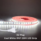 220V LED Strip Light SMD2835 120LEDs/m Waterproof Tape Lamp with EU Plug 1M 2M 3M 5M 10M 15M 20M Decor Lighting for the Yard