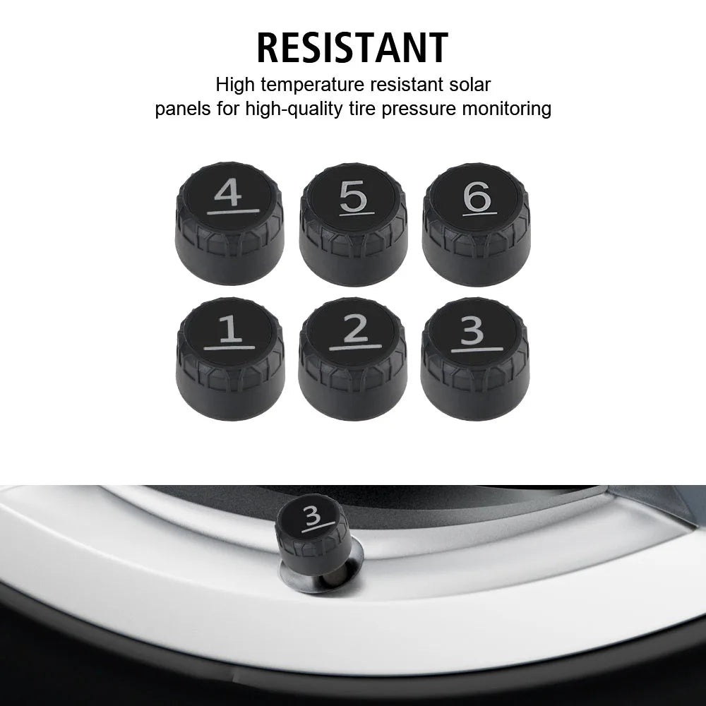 H13 Truck Car Tyre Pressure Monitor 6 External Sensors Tire Pressure Monitoring System Intelligent Temperature Warning Fuel Save