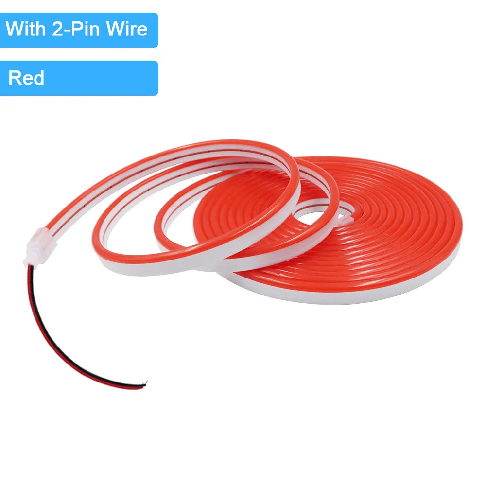 12V 24V LED Neon Light Strip Waterproof Neon Sign 6X12mm Silicone Rope Lights Flexible Lamp Decoration with DC Plug/2pin Wire
