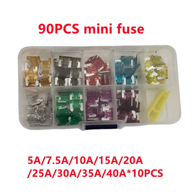 Car Fuses 5A to 40A Mini Small Medium Blade Fuse Assortment Kit 32V Automotive Electrical Replacement with Remover Clip
