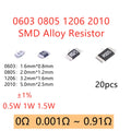 20pcs 0603 0805 1206 2010 SMD Alloy Resistor 1mR 0.002R 0.003R 0.005R 0.01R 0.02R 0.03R 0.04R 0.05R 0.06R 0.1R 0.2R 0.47R 0.5R