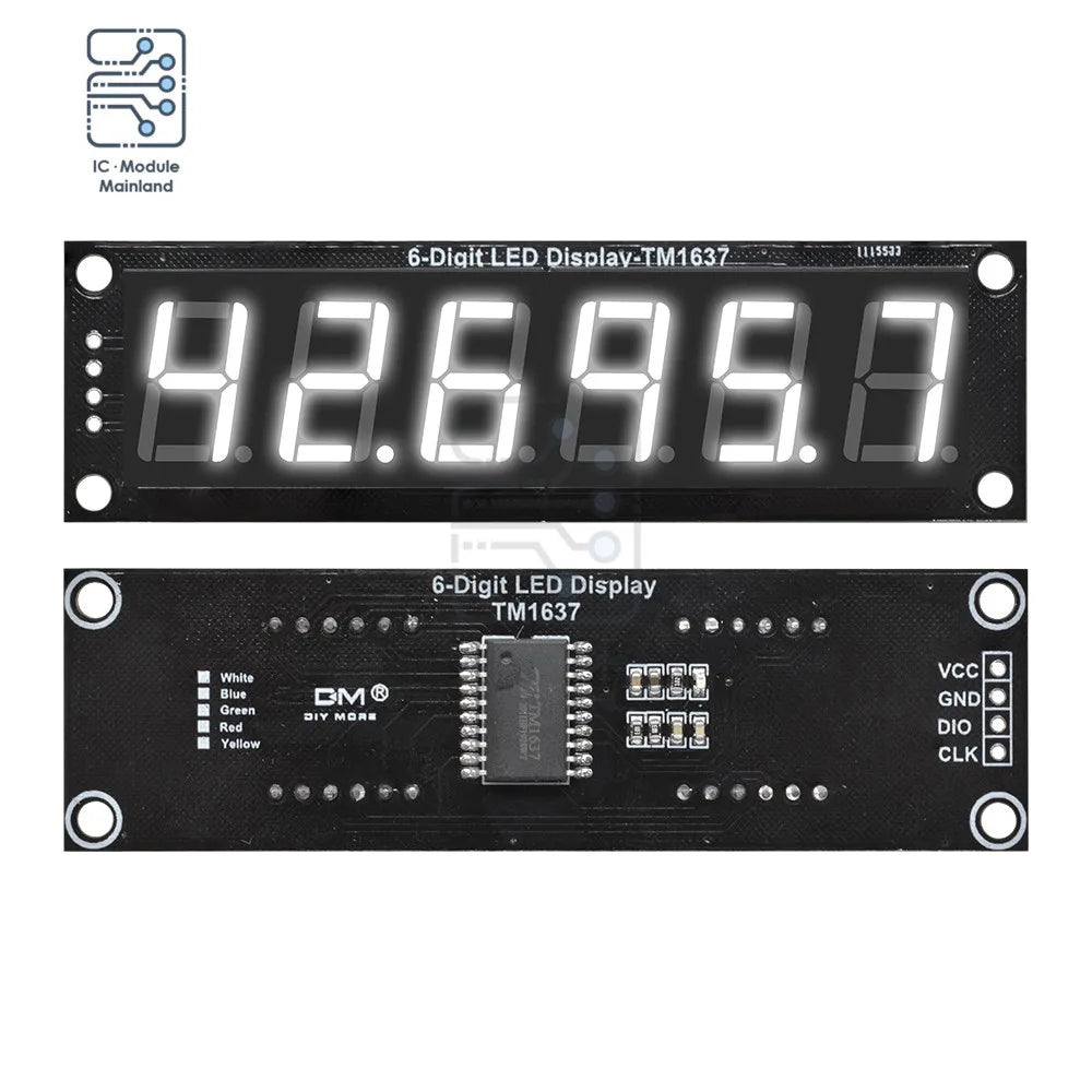4/6-Digit 0.56 Inch 7 Segments Digital Tube Clock Module Double Dots LED Display TM1637 Blue Yellow White Green Red For Arduino