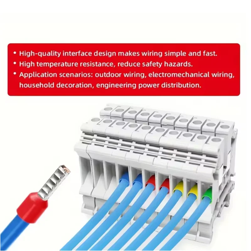 100PCS Electrical Tube Terminals Suit VE Tubular Block Cord End Connectors Cable Wire Connector