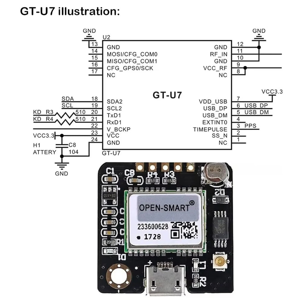 GT-U7 GPS Module GPS Receiver Navigation Satellite Positioning compatible with NEO-6M for Arduino 51 STM32