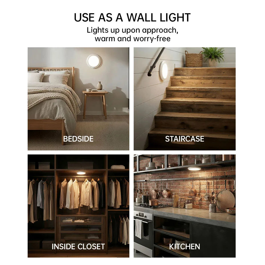 Magnetic Wireless Motion Sensor Ceiling Light USB Rechargeable 4000mAh Dimmable 3000K-6000K Remote Wall Lamp for Indoor
