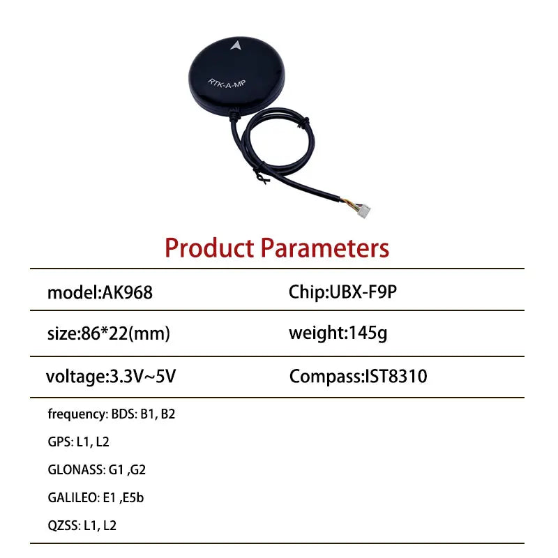 UBX-F9P High-Precision GNSS Module RTK Differential Multi Band Positioning Support for UAV Precise Control Mobile Robot