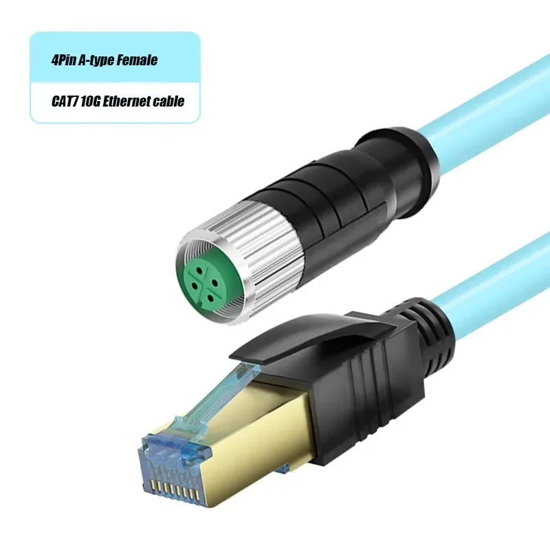 Waterproof M12 to RJ45 Network Line ip67 CAT7/CAT6A RJ45 to 4Pin 8Pin A/D/X Type Encoded Connector Cable Double Shielded Wire