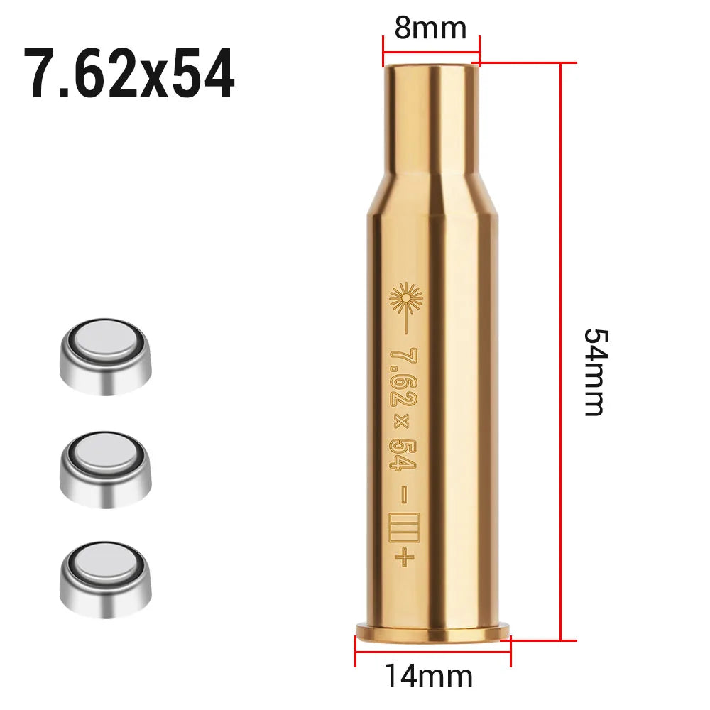 Red Dot Laser Brass Boresighter CAL .223/5.56/9mm/308/7.62/.45/30-06 Cartridge Boresight for Rifle Scope Hunting Gun Accessories