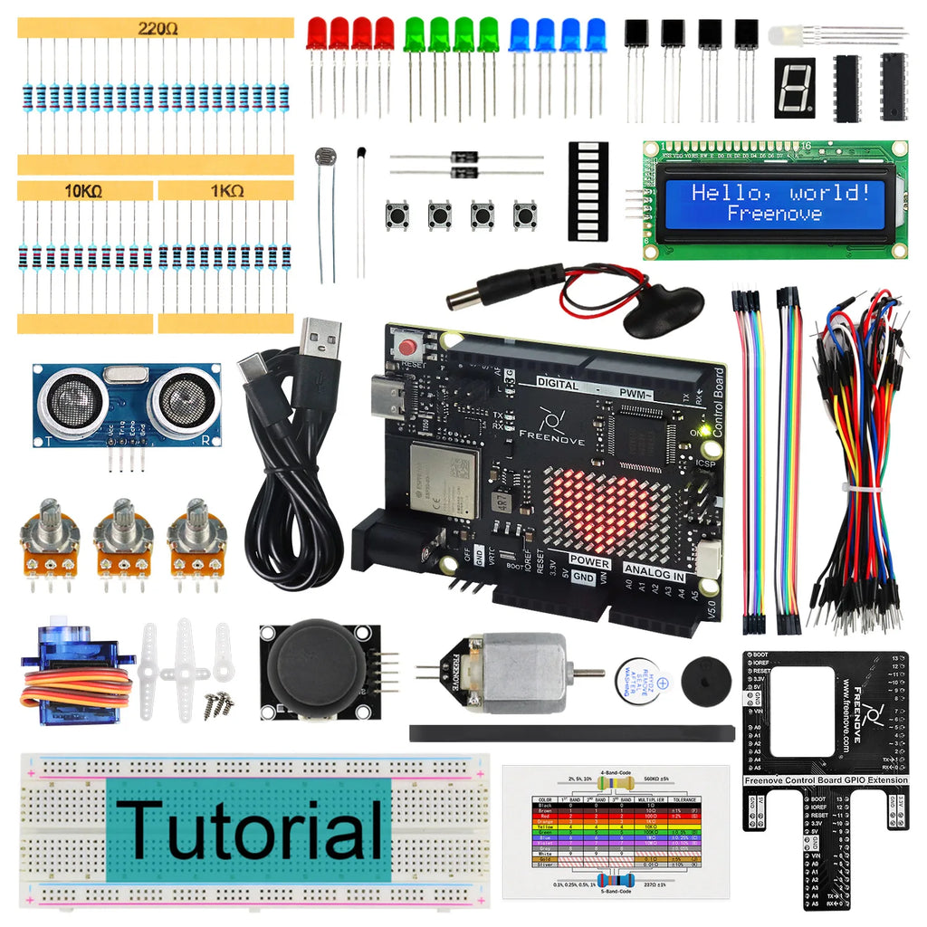 Freenove Super Starter Kit for Arduino UNO R4 V5 WiFi Mini, Arm Cortex-M4, 305-Page Detailed Tutorial, 172 Items, 60 Projects