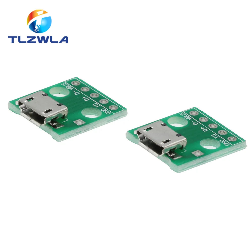 10PCS MICRO USB To DIP Adapter 5pin Female Connector B Type PCB Converter Breadboard Switch Board SMT Mother Seat