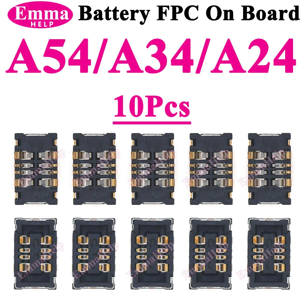 10Pcs Inner Battery FPC Connector Cilp Contact Plug For samsung A06 A55 A35 A54 A34 A33 A73 A13 A15 A16 Connector Plug On Board