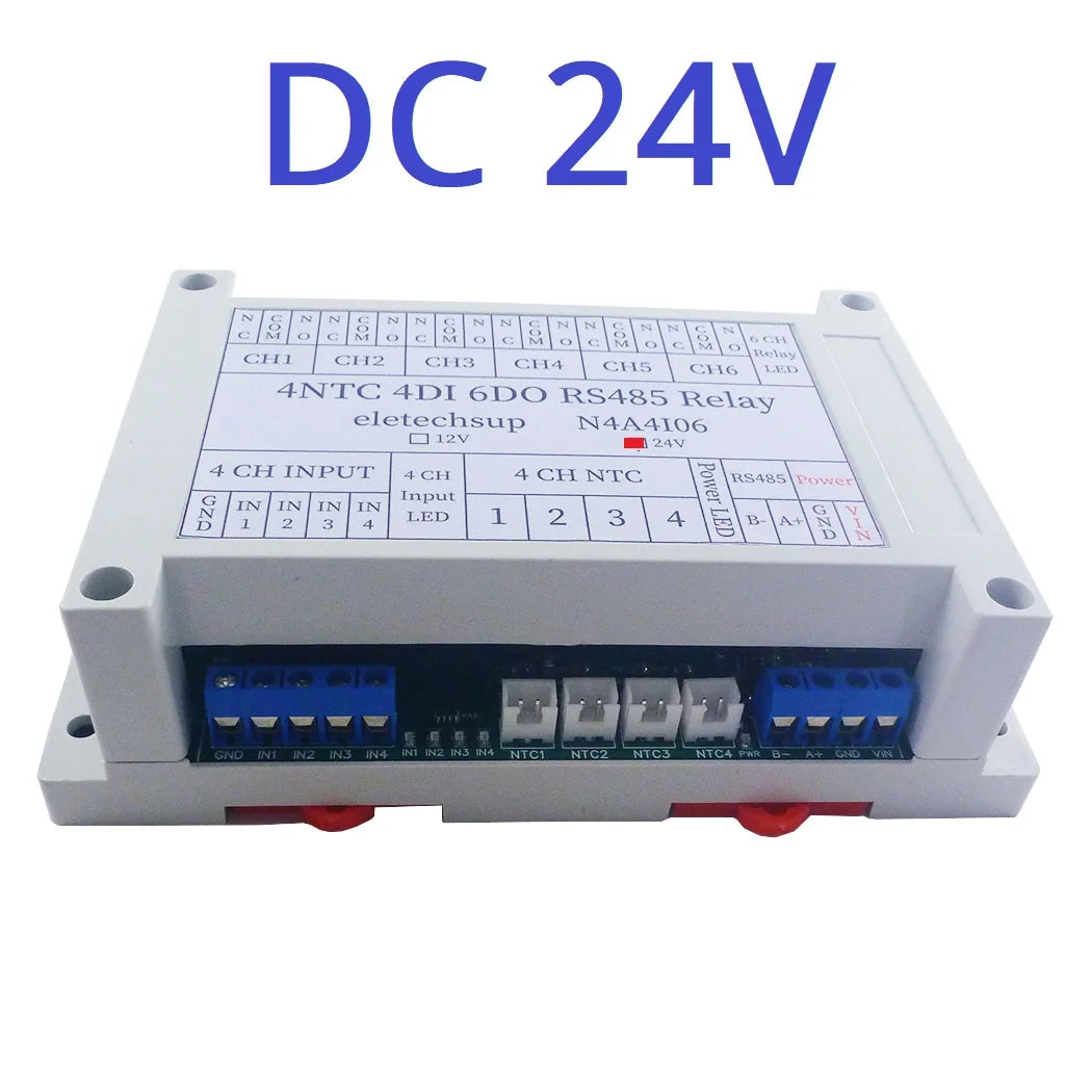 14CH Multifunction RS485 Network Bus NTC Temperature Collector 4AI-4DI-6DO Modbus RTU PLC Remote IO Analog Digital Expander