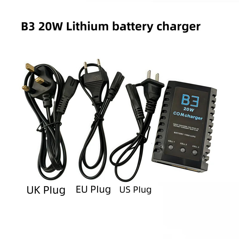 B3 20W Balance Charger for 2-3S LiPo, 7.4V 11.1V Fast RC Battery Charger for Plane Car Boat Model