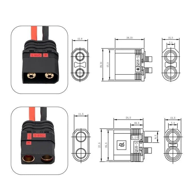 QS8 Female To XT90 Female Adapter Cable, 10AWG Anti-Spark Conversion Wire for RC Models