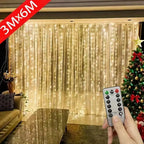 USB Powered Christmas Fairy Curtain Lights with Remote 8 Modes for Holiday Bedroom Wedding Xmas Tree and Window Decorations