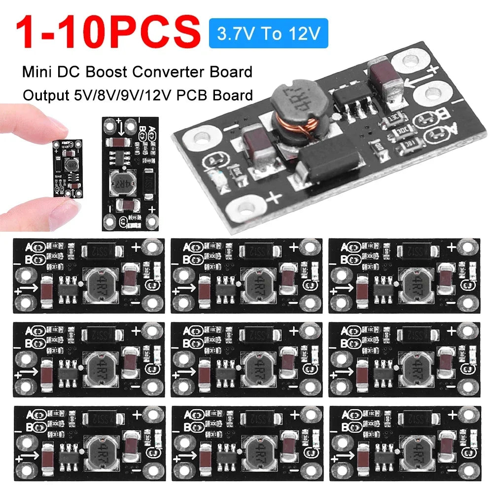 10-100PCS Mini DC-DC Boost Step Up Converter 3V 3.2V 3.3V 3.7V 5V 9V to 12V Voltage Regulator Board Module Lithium Battery Boost