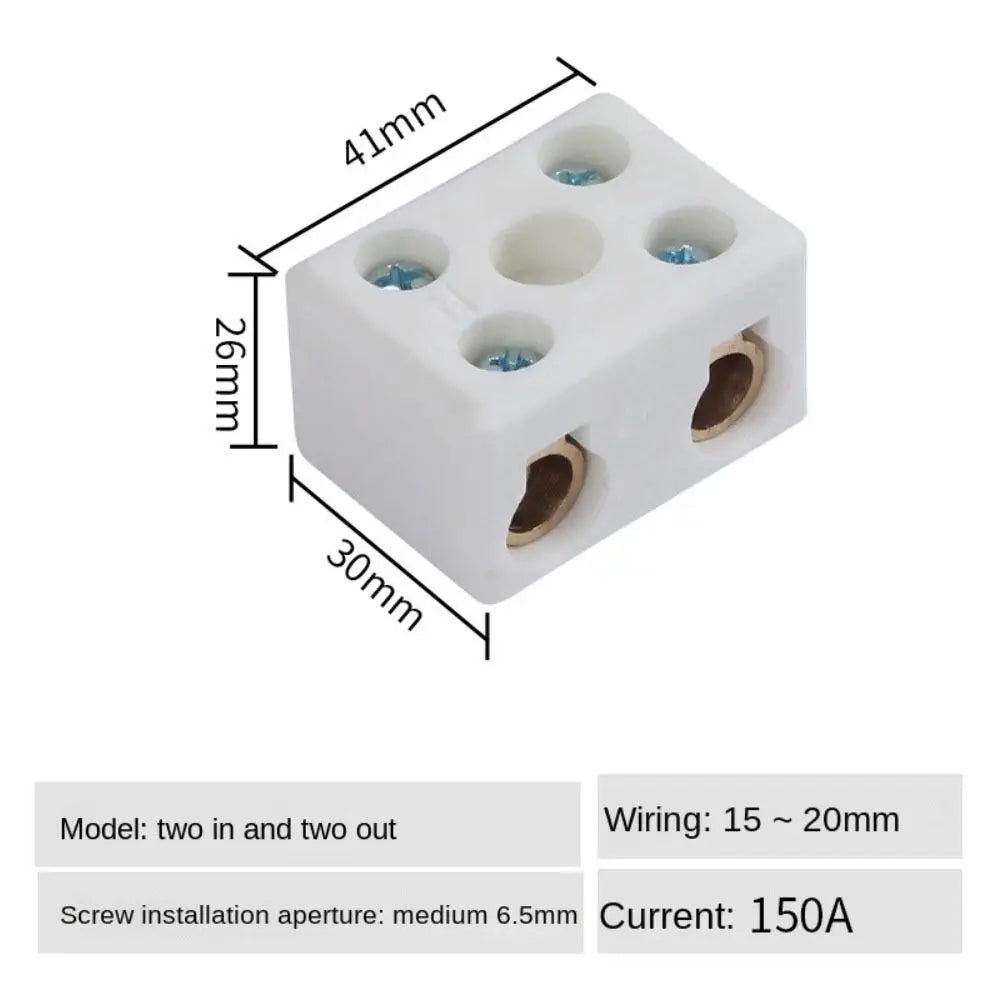 250V 1 Out Ceramic Wiring Terminal Block High-temperature Resistant 2 In 2 Out Screw Wire Connector Terminals 2 Position 5 Hole