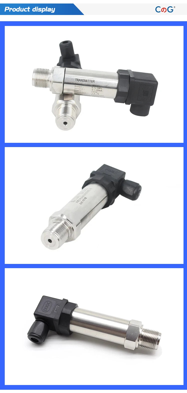 CG Diffused Silicon Pressure Transmitter Thread G 1/4" High Precision Vacuum Hydraulic Oil Pressure Sensor 4-20mA/0-10V Output