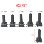 50pcs Momentary Tactile Push Button Click Switch 6X6mm H=4.3/4.5/5/6/7/8/9/10/13mm~25mm 4Pin SMT PCB Mounting
