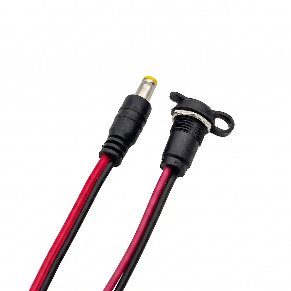 5 Pairs 5.5 X 2.1mm DC Power Male Plug and Jack Female Socket Threaded Panel Mount Barrel Connector Adapter with Waterproof Cap