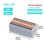 Wire Electrical Connectors Wire Push-in Terminal Block multiple in multiple out Connector Mount On Din Rail with fixing Hole