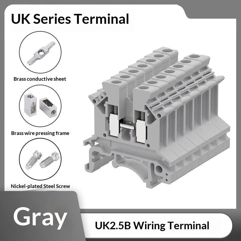 【CCA】10Pcs UK 2.5 Terminal Block UK2.5B Screw Connection Connect Strip 2.5B 2.5mm² Cable Electrical Din Rail Wire Connectors