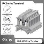 【CCA】10Pcs UK 2.5 Terminal Block UK2.5B Screw Connection Connect Strip 2.5B 2.5mm² Cable Electrical Din Rail Wire Connectors