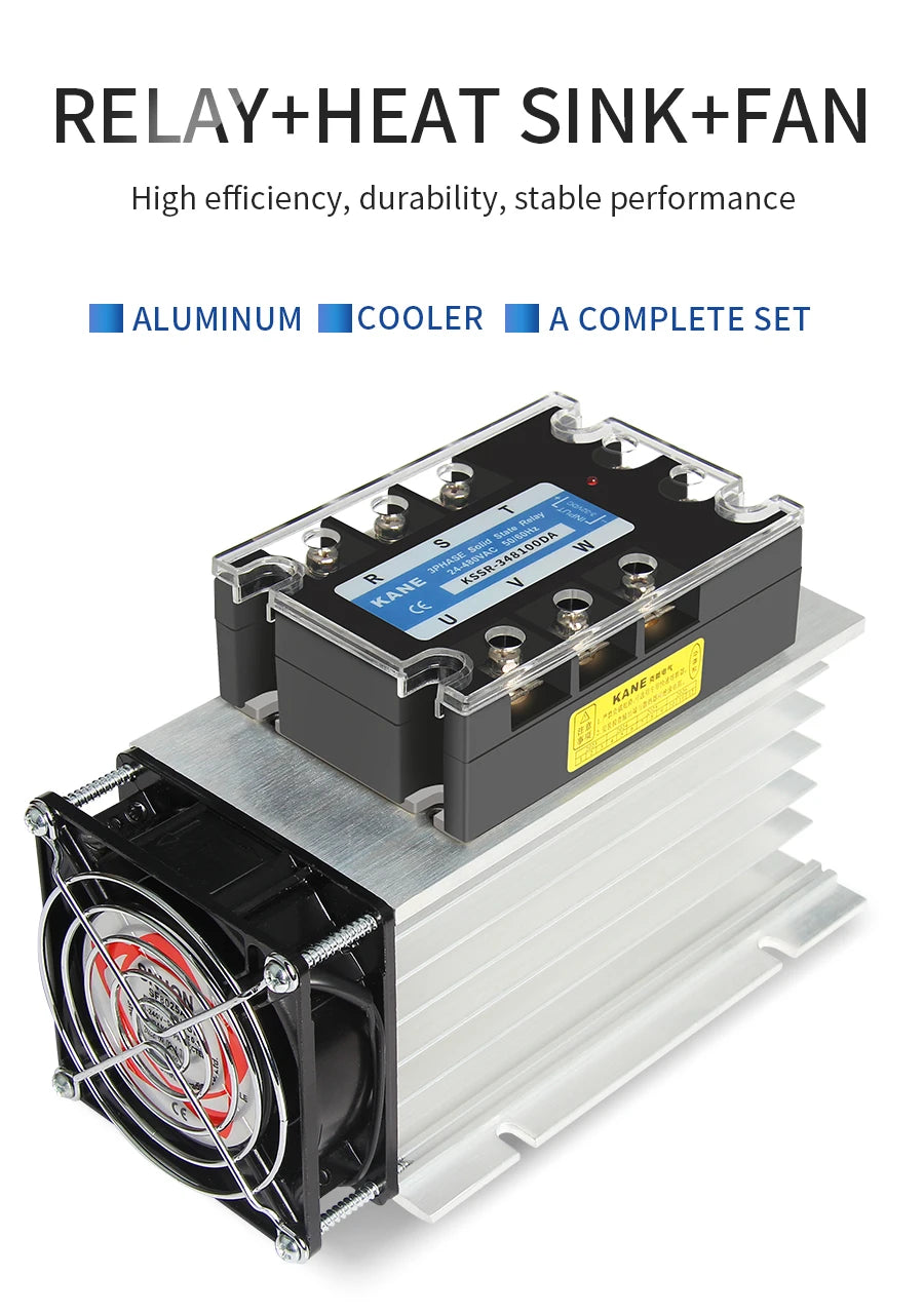 KANE DC-AC 3-Phase Solid State Relay 3-SSR 10A-200A KSSR 3~32VDC-24~480VAC Control 40AA 40DA KSSR Epoxied Protection