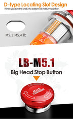 LANBOO 19mm 22mm Metal Emergency STOP Mushroom Push Button Switch Latching Button Switch with LED
