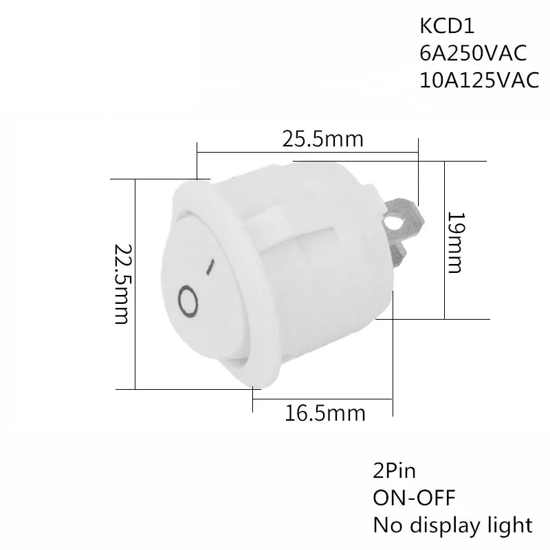 1PCS ON/OFF Round Rocker Switch LED illuminated Car 12V 24V / 6A 250V / 10A 125V 2/3/4PIN Switch 20MM