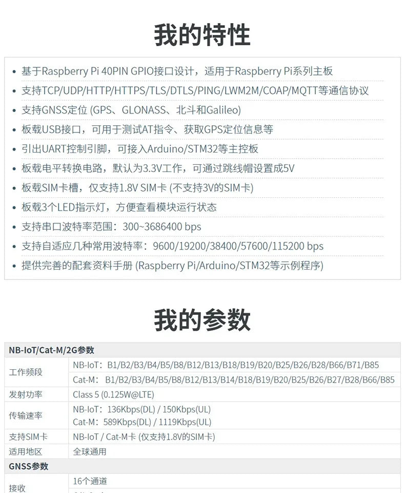 SIM7080G CAT-M/NB-IoT HAT IoT Global Communication EMTC GNSS