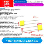10PCS 100V Correction Capacitor Polypropylene Safety Plastic Film 100V 1nF ~ 470nF 100nf 220nf 10nf 47nf 22nf 1nf 0.47uf 0.1uf