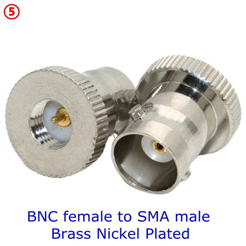 2PCS SMA To BNC Q9  Male Female Disc RF Adapter Center Flange&Bulkhead Connector 50ohm Wire Terminals Brass Nickel Plating