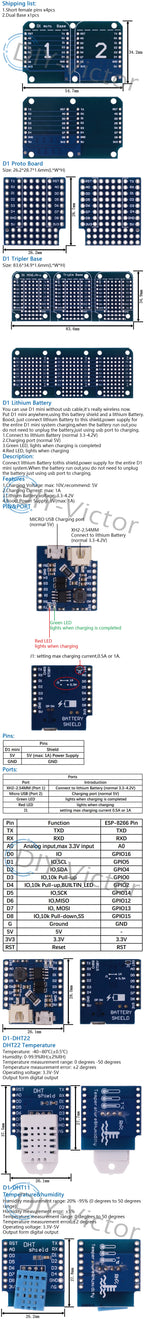ESP8266 D1 Mini Pro V3.0 Wifi Development Board Nodeu WS2812 RGB DHT11 DHT22 AM2302 Relay DS18B20 BMP180 Motor For Wemos Diy Kit
